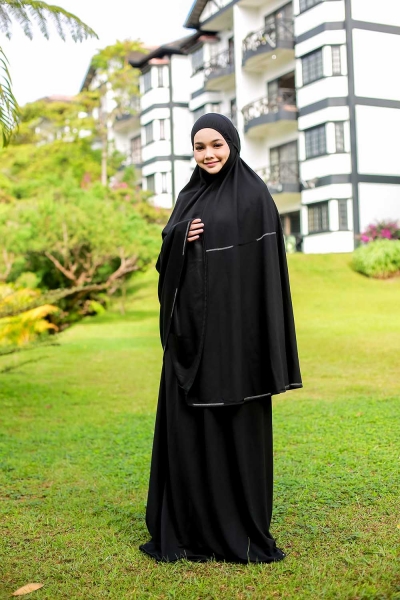Telekung Denim Black